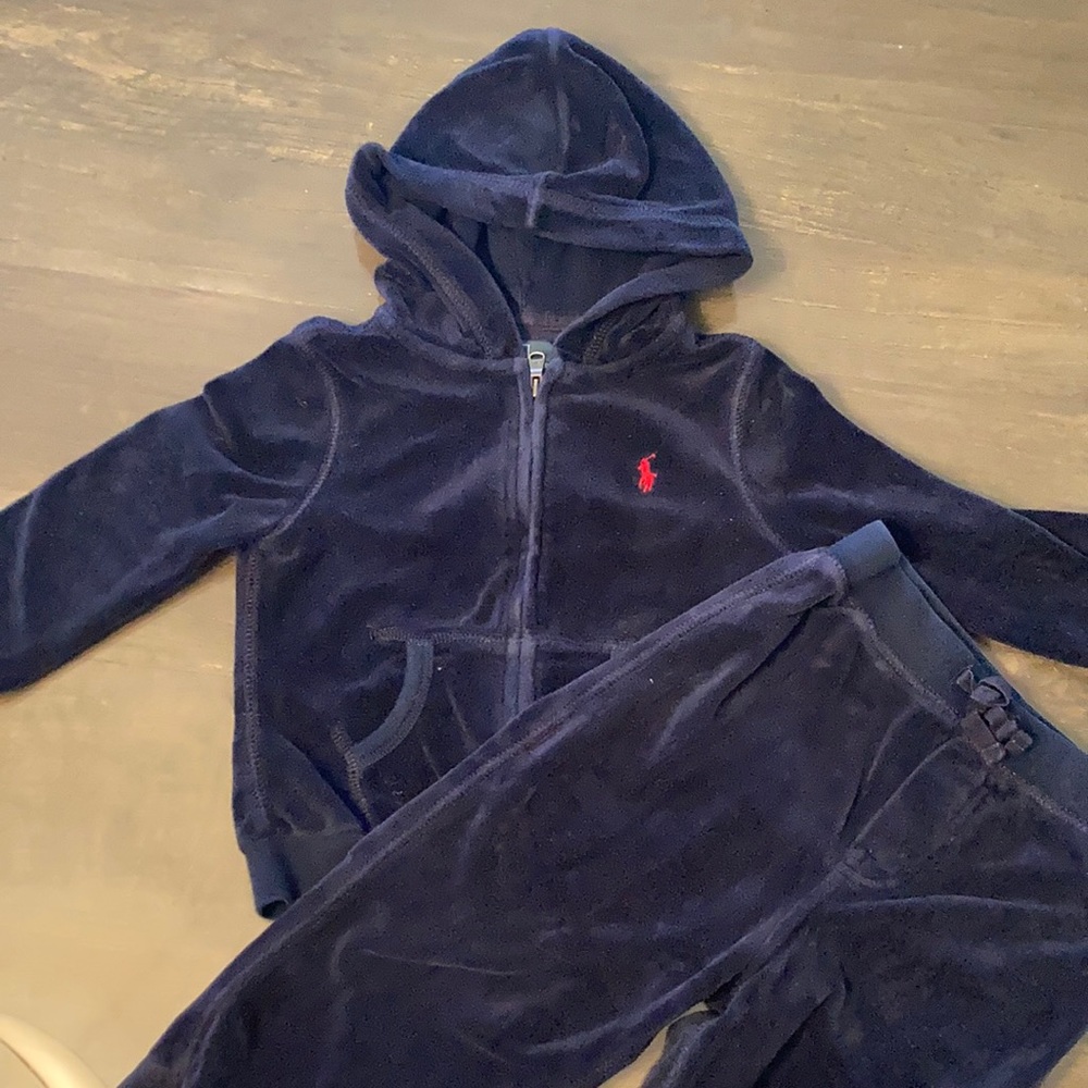Polo Ralph Lauren 18M Navy Blue Velour 2 Piece Set